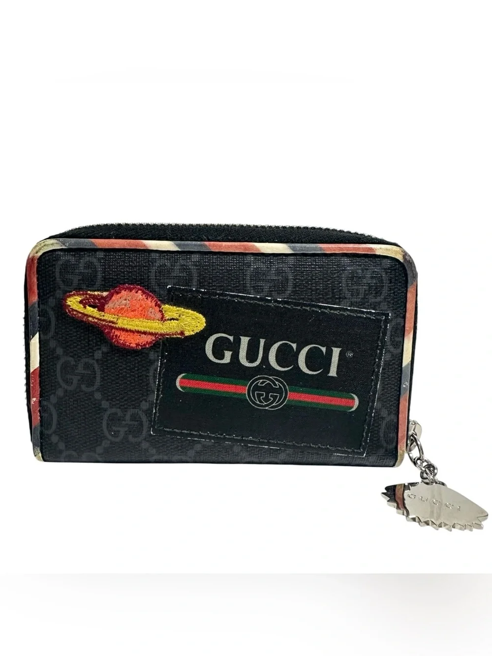 Gucci Night Courrier GG Supreme Canvas & Leather Tiger Zip Around Card Holder